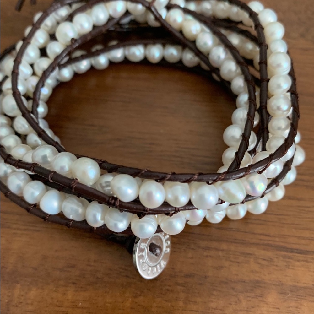 Victoria Emerson Pearl Brown Wrap Bracelet